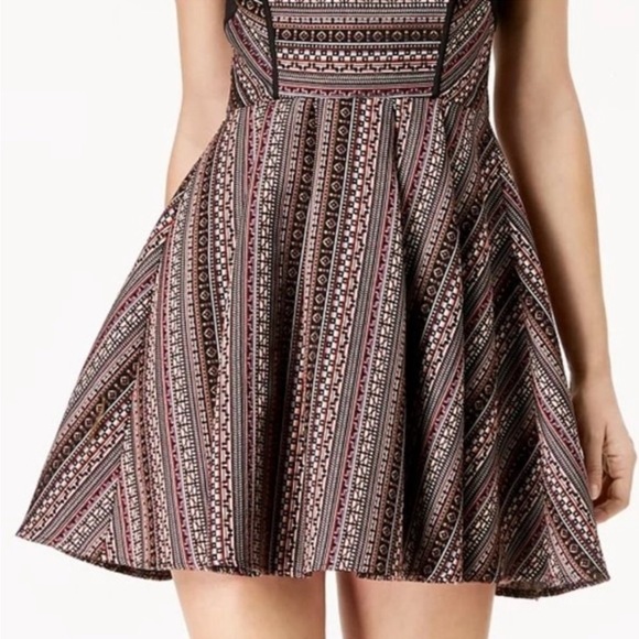 NEW BCBGENERATION Black Jacquard Fit & Flare Halter Dress - Picture 5 of 12